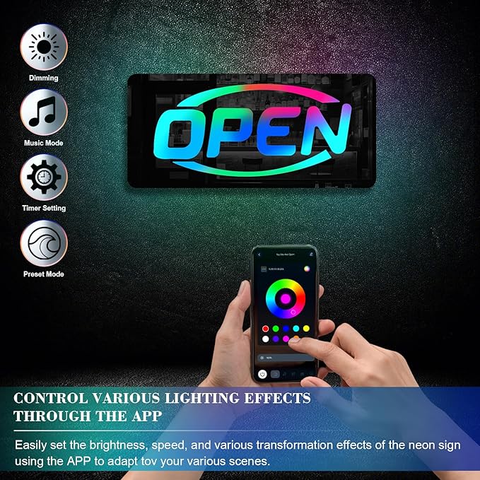 Ineonlife Open Neon Sign Square Mirrored Colorful LED lights - Image 4