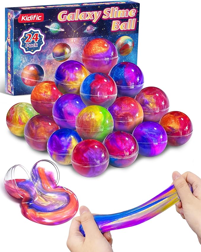Kidfic 24 Pack Galaxy Slime Party Favors, Non-Sticky, Stress Relief Treasure by Unknown