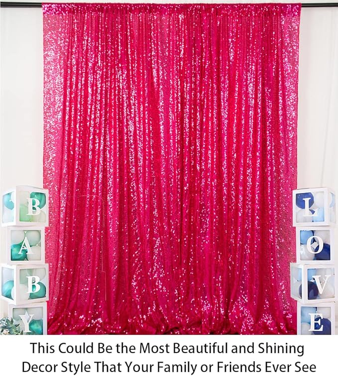 ShiDianYi 4FTX6FT-Fuchsia-SEQUIN Photo Backdrop, Wedding Photo Booth, - Image 2