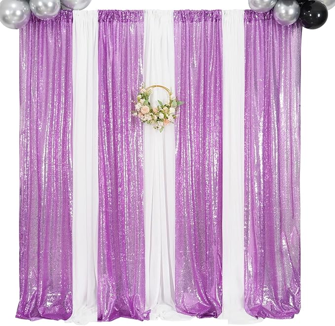 Poise3EHome 2Pcs 2Ft x 8Ft Sequin Backdrop Curtains, Glitter Photography - Image 8