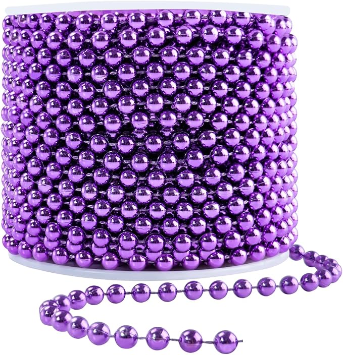 Faux Purple Pearl Beads Garland - 6mm Christmas Tree Beads 22 Yards Spool Pearl by YAXINRUI