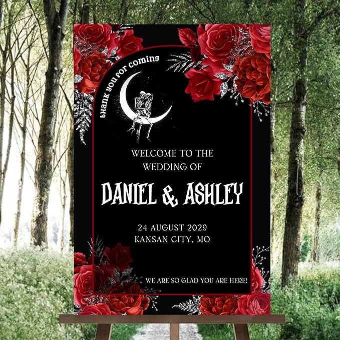 Gothic Halloween Welcome Sign, 4mm Thick Plastic, Ground Stake, Wedding Sign - Image 2