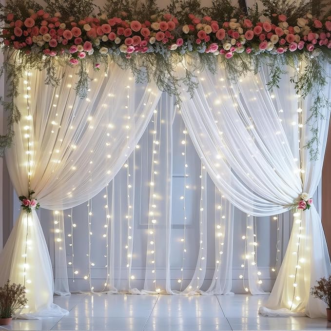 gogoparti 20x8ft White Tulle Backdrop Curtains - Image 2