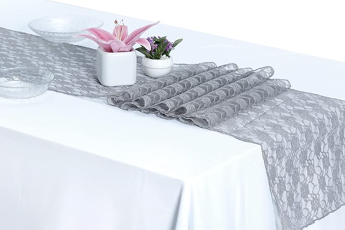 MDS Pack of 25 Wedding 12 x 108 inches Lace Table Runner by MDS