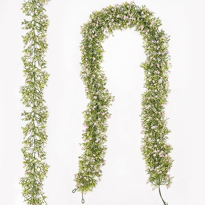 2 Pcs 5.8ft Artificial Baby Breath Flower Vines, Babys Breath Artificial by UqueetenLtd