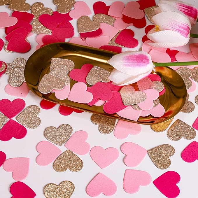 200 Pcs Hot Pink Heart Paper Confetti - Image 3