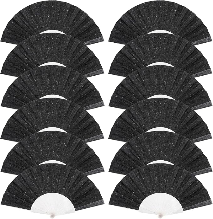12 Pack Handheld Fan, Folding Hand Glitter fan by SiissaPeksid