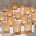 Gold Votive Candle Holder Set of 36, Flower Tea Lights Candles Holders by Lanttu