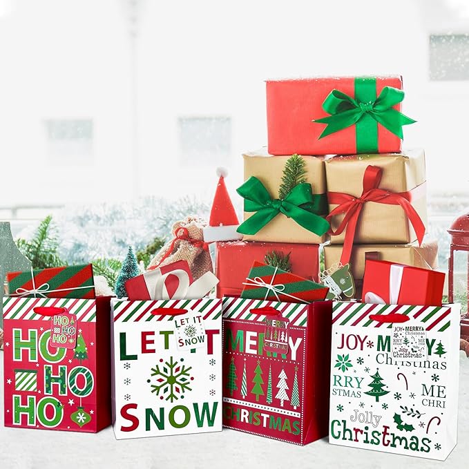 GITMIWS 12 Pack Christmas Paper Gift Bags - Image 2