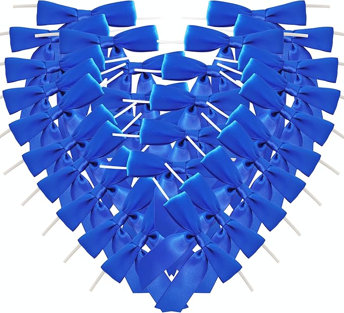 50pcs/Bag 3-1/2" Blue Satin Ribbon Bows by Micomon