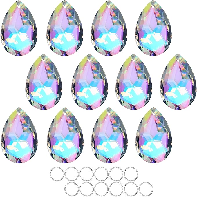 12 Pieces 50mm Crystal Prisms Chandelier Colorful Bauhinia Ornament Pendants by HDCRYSTALGIFTS