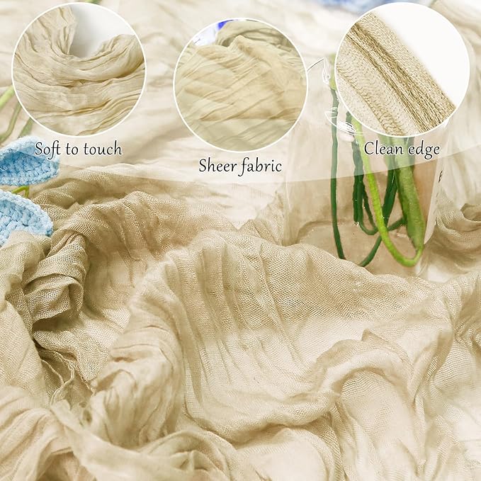 10-Pack Beige Cheesecloth Table Runners – 10FT Boho Rustic Gauze Fabric Cheese - Image 4