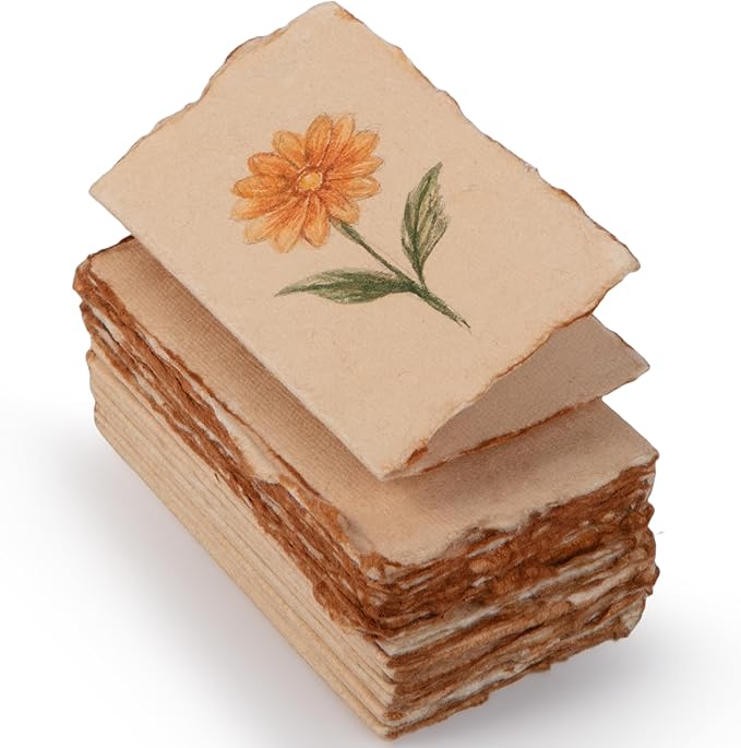 Wanderings Vintage Handmade Deckle Edge Folded Paper – Folded to 3.5"x2" – 150 - Image 8