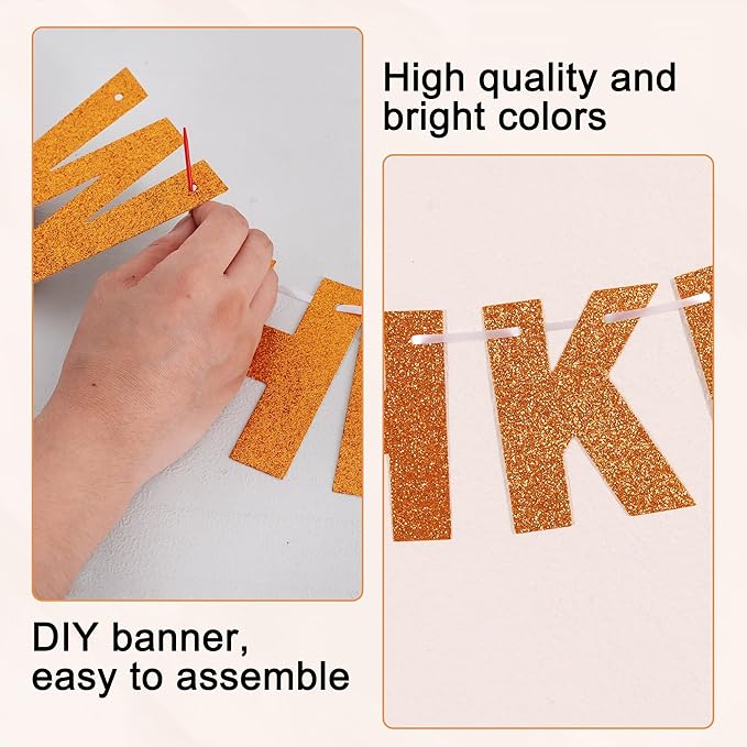 BEISHIDA 116 PCS Glitter Orange DIY Letter Banner Kit Make Your Own - Image 2