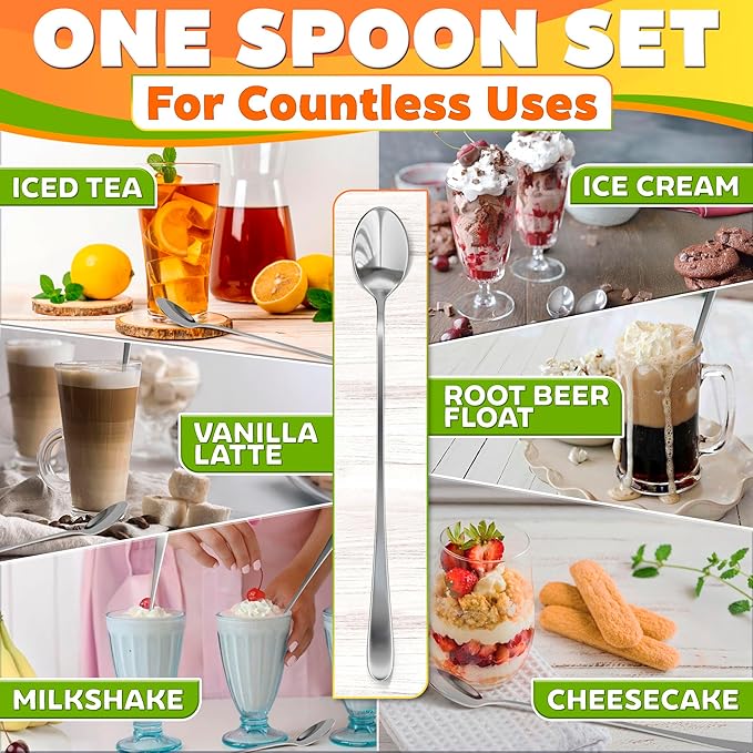 Ice Tea Spoons Long Stainless Steel Set of 8 – 9″ Iced Tea Spoons Long Handle - Image 5
