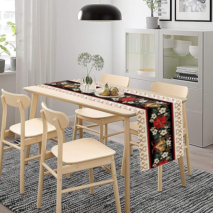 Christmas Table Runner, Xmas Holiday Seasonal Winter Table Cloth Kitchen Dining - Image 3