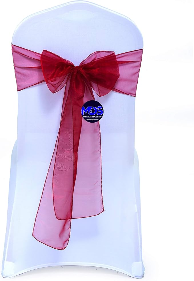 MDS Pack of 200 PCS Organza Chair Sashes Wider Dining Chair Bows Ribbon Tie Back by MDS