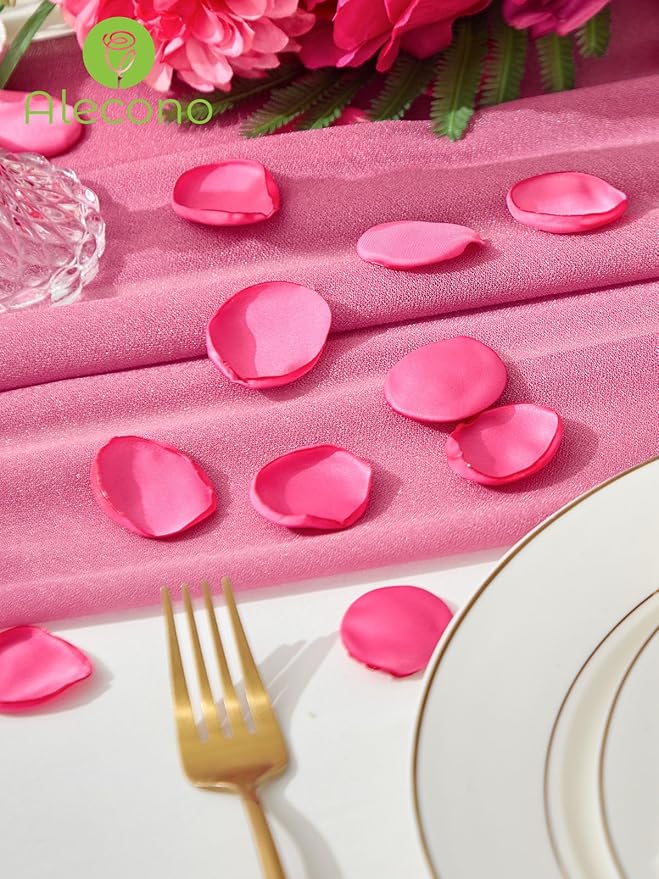 Alecono 400Pcs Silk Rose Petals, Faux Hot Pink Petals - Image 5