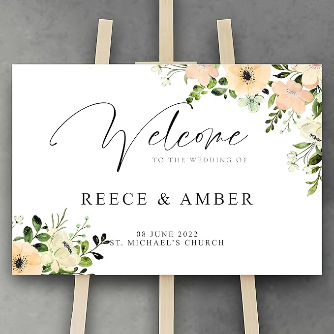 Personalized Wedding Welcome Sign Foliage Print Entrance Wedding Decor - Image 2