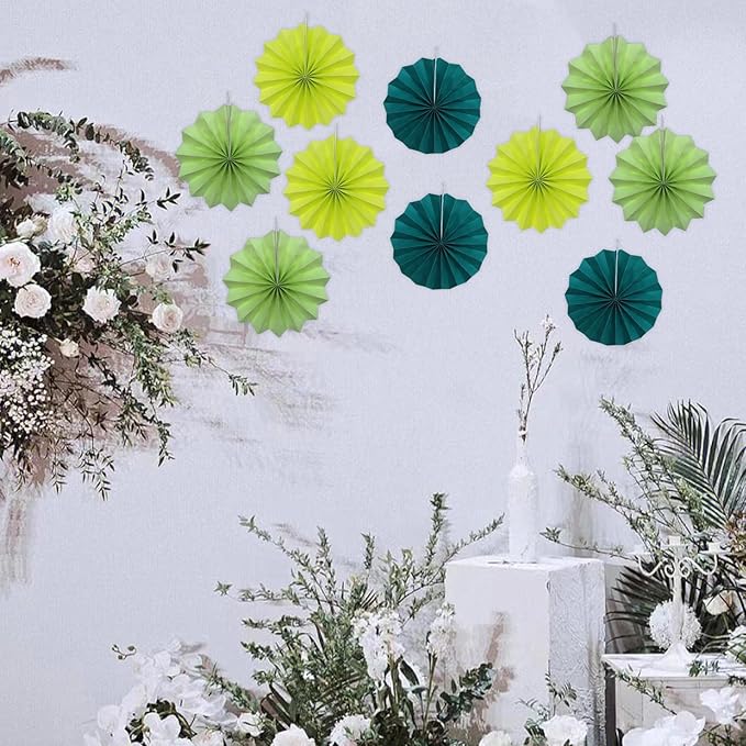 BARTHEW Green Hanging Paper Fans, 30 Pack, DIY Set, Minimalist Modern Style - Image 6