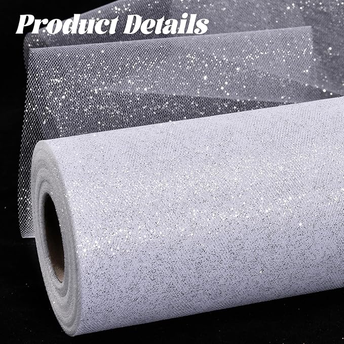 Glitter Tulle Rolls 6” by 50 Yards Sparkle Tulle Fabric Ribbon Sequin Tulle - Image 5