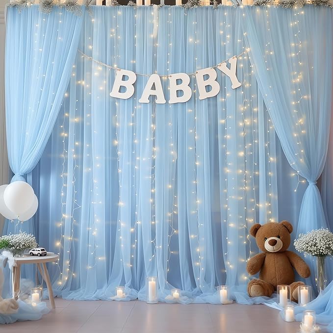 10×10ft Blue Tulle Backdrop Curtain - Image 5