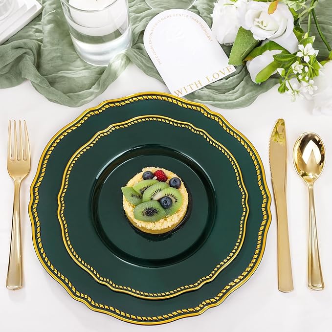 Hioasis 60pcs Green Plastic Plates - Image 4