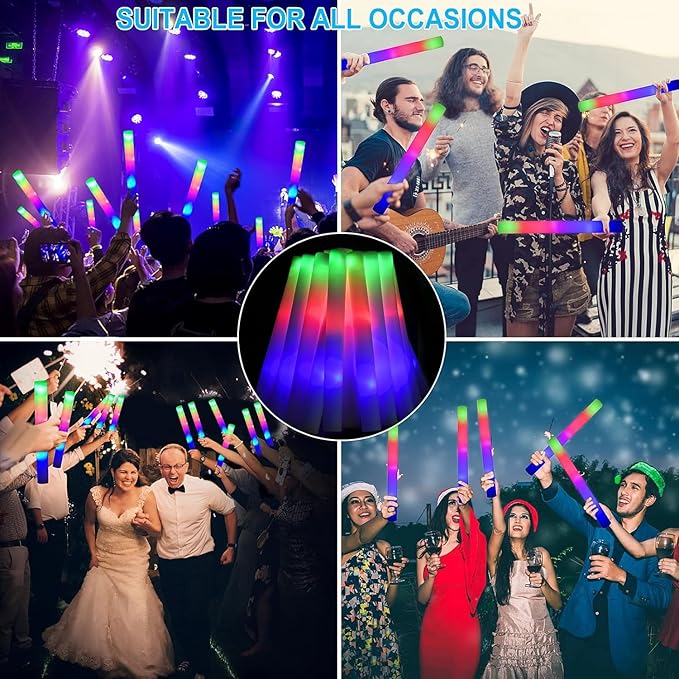 70pcs Foam Glow Sticks, Glow Sticks Bulk, 3 Flashing Modes - Image 4