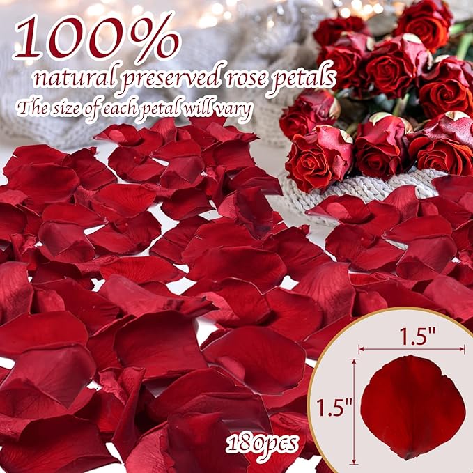 180 PCS Dried Real Red Rose Flower Petals Confetti - Image 4