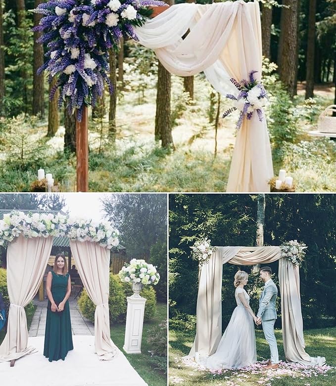 6 Panels Ivory Wedding Arch Drapery 28" x 20Ft Wedding Arch Draping Fabric - Image 4