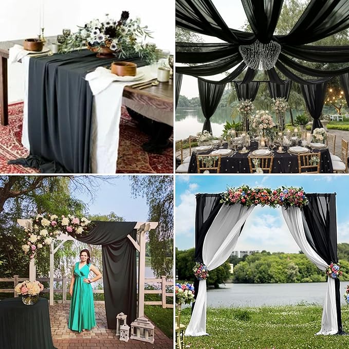 4 Panels Wedding Arch Draping Fabric 28 x 20Ft Chiffon Wedding Arch Drapes - Image 2