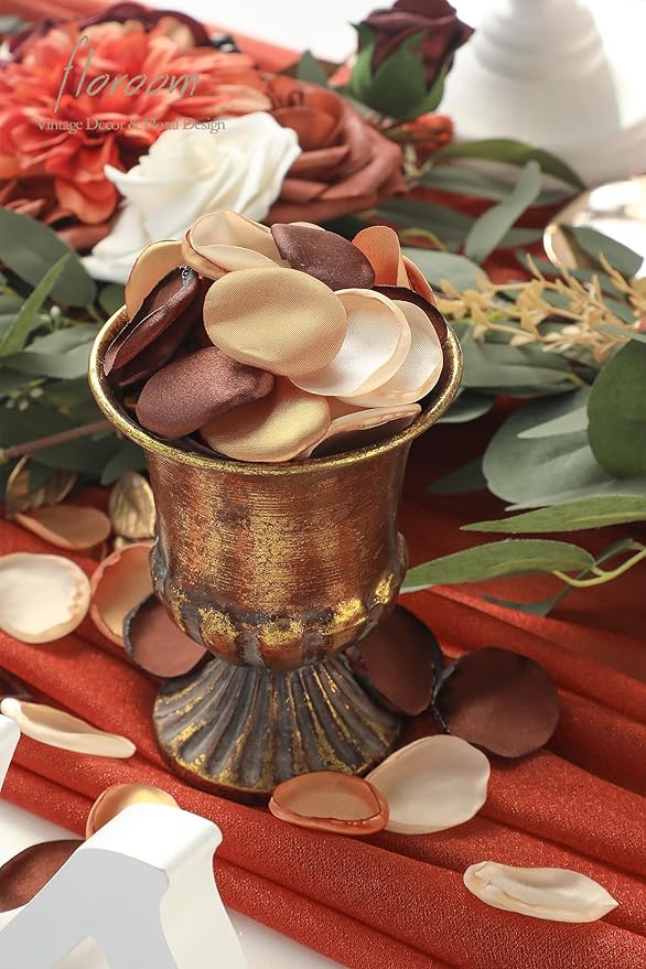 Floroom 300pcs Rose Petals Rust Brown Earth Tones Faux Silk Flower Petals - Image 4