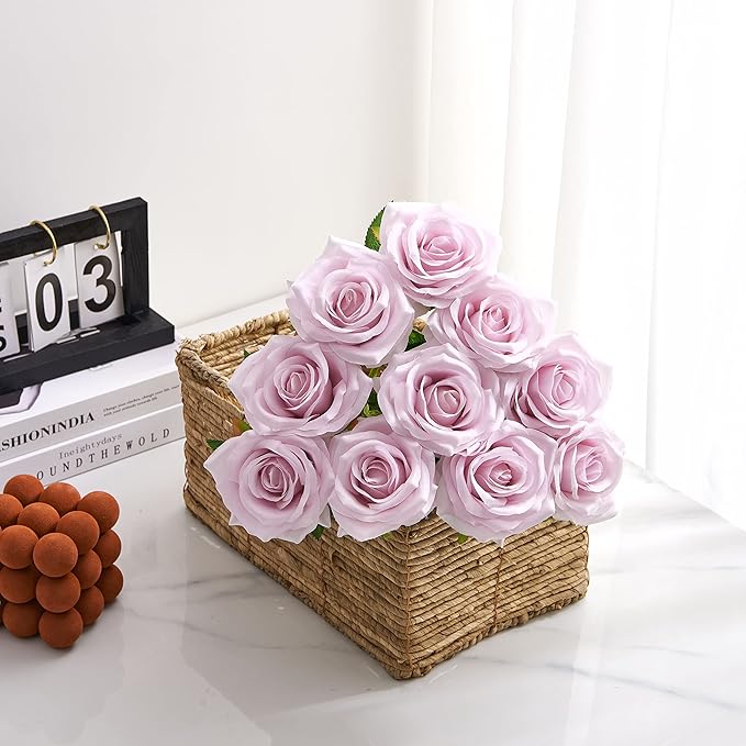 Artificial Rose 10pcs Open Flower Bouquet Faux Rose Stems - Image 3