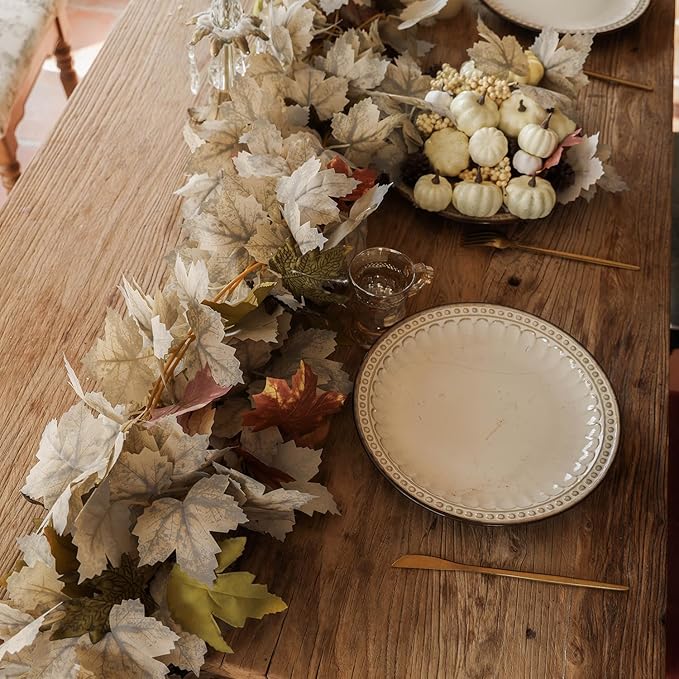 PARTY JOY 6PCS Leaf Garland, 5.6Ft Halloween Garland Artificial Maple Leaf - Image 6