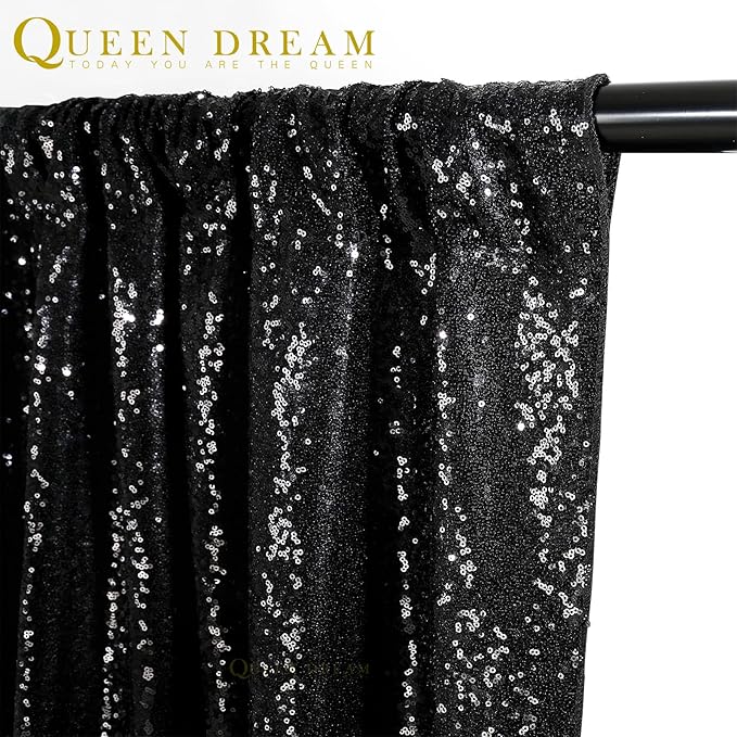 Black Sequin Backdrop 4 Panels 2FTx8FT Halloween Backdrop Curtains Party - Image 7