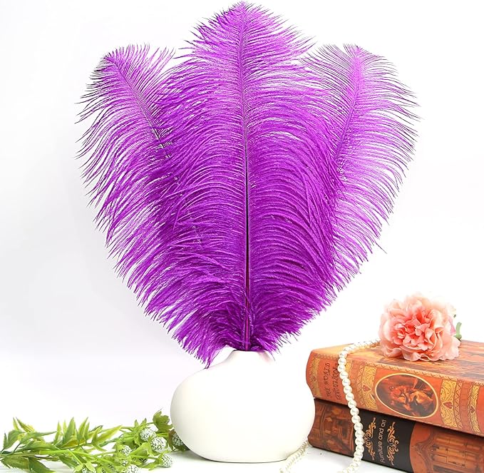 THARAHT Purple Ostrich Feathers 12pcs Large Natural Bulk 20-22Inch 50cm-55cm - Image 5