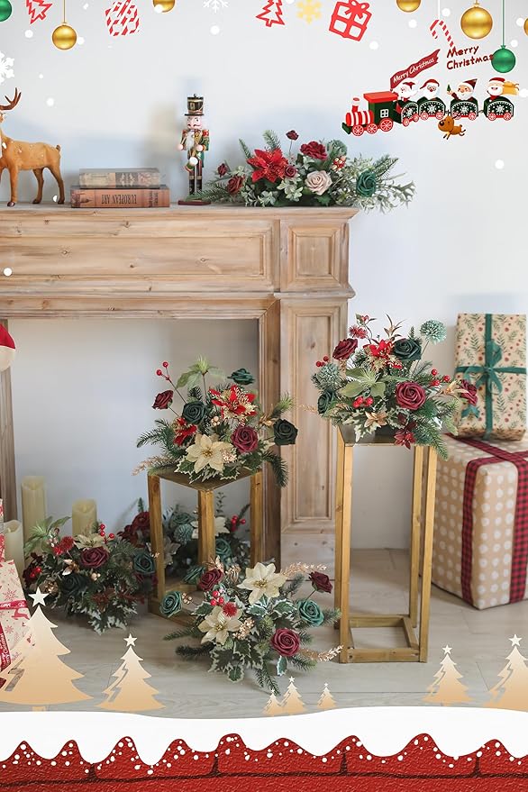 Serra Flora Artificial Christmas Flowers Greenery Combo Box Set Faux Flowers - Image 4