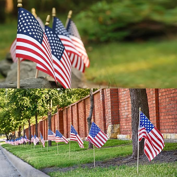 200pcs Small American Flags on Stick, Handheld 4 x 6 Inchs Mini American Flags - Image 6