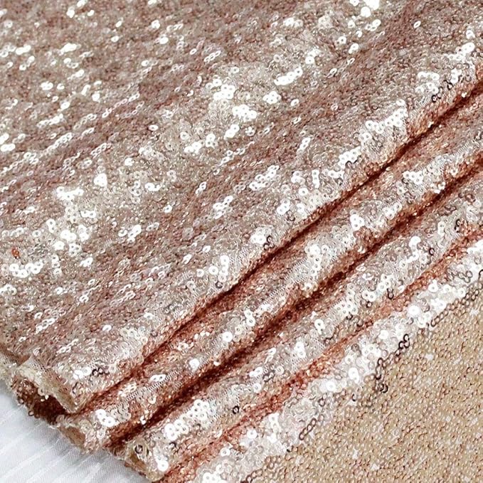 QueenDream Sequin Tablecloth 90"x132" Champagne Blush Party Tablecloth - Image 4