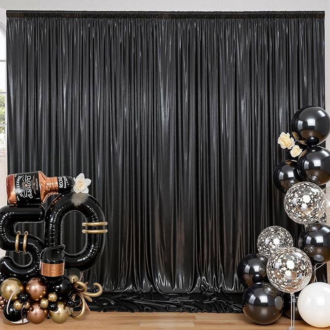 30ftx10 ft Black Glitter Sequin Backdrop Curtain - Image 6