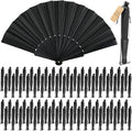 Wenqik 120 Pcs Wedding Folding Hand Fans Bulk Silk Fabric Chinese Handheld by Wenqik