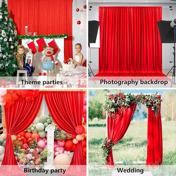 10 x 7 Feet Red Backdrop Curtain - Image 4