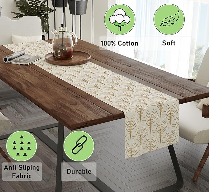Ruvanti 100% Cotton Table Runner 72 Inches Long, Stain Resistant, Washable & - Image 2