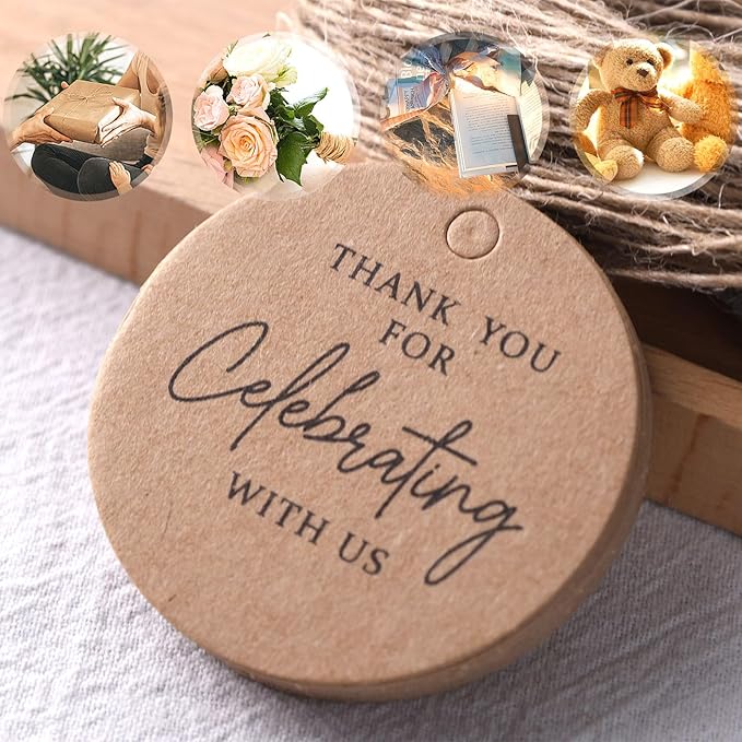 SallyFashion 120PCS Thank You Tags, 2inch Brown Round Gift Tags - Image 4