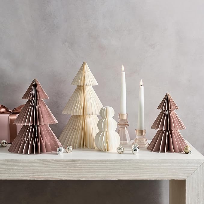 LampLust Pink Tree, 2 Pack Honeycomb Paper Trees 10 & 12 Inch, Winter - Image 7