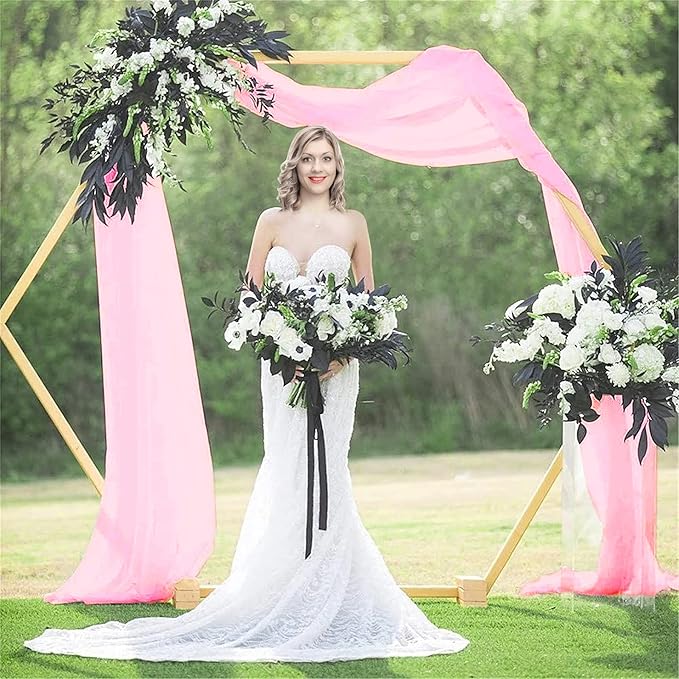 PARTISKY 10x7ft Pink Chiffon Backdrop Curtains, Wrinkle-Free Sheer Fabric Photo - Image 7
