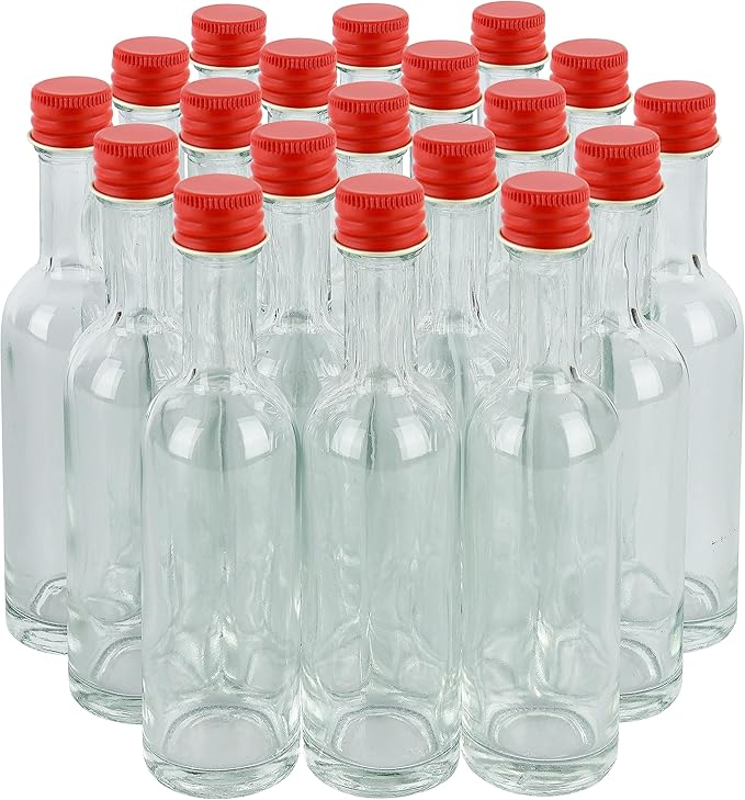 50 ml Mini Glass Bottles With Aluminum Lids and Heat Shrinks, 24 Pack by PellahGoods