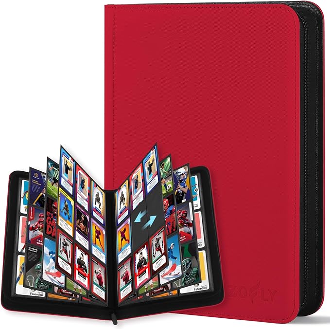 9 Pocket Trading Card Zip Binder, 540 Cards, Premium Baseball Card Storage Album by Zofly