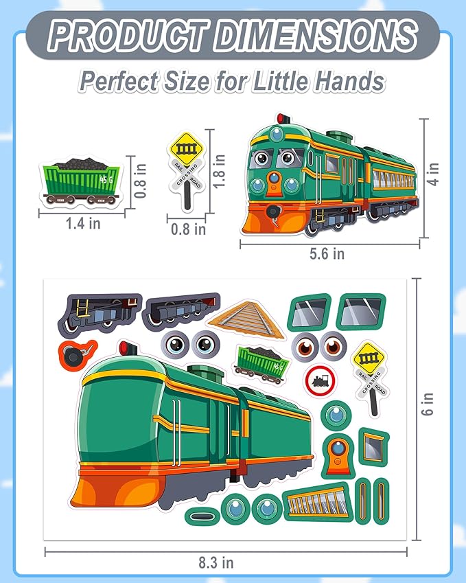Aowplc Train Stickers for Kids – 32 Sheets Make-a-Train Mix & Match Kit – Fun - Image 4