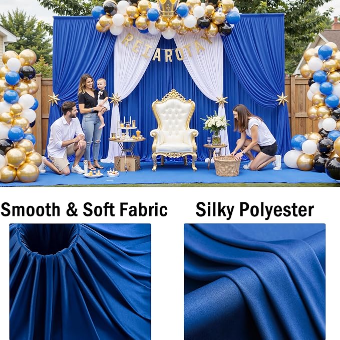 10x10 ft Wrinkle Free Royal Blue Backdrop Curtains - Image 4